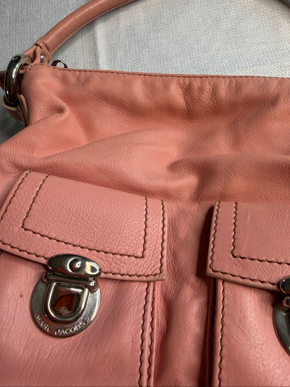 Marc Jacobs Blake Blush Pink Y2K Leather Multi Pocket Hobo Purse Handbag - Picture 4 of 16